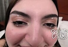 Exotic Half-Indian Teen Takes Rough Creampie After Blowjob