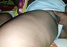 My stepfather caresses my fat pussy gently.