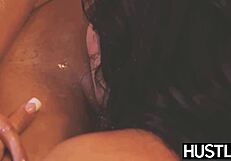 Busty dyke Keisha Gray fingered hard in shower