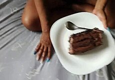 in this hentai anime, a horny wife asks for condensed milk but gets cum on her cake