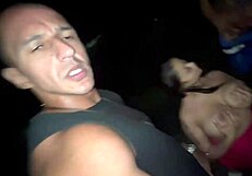 Friends Eating Big-Boobed Slut In Street With Voyeurs Jerking Off