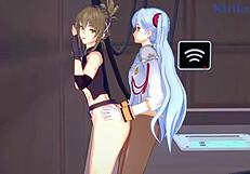 3D animated lesbian and futanari sex in anime
