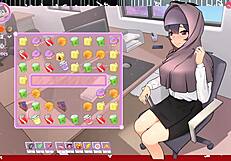 Tsundere milf in hentai game teases with massive tits