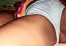 My stepfather caresses my fat pussy gently.