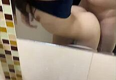 Latina babe deepthroat quick sex in club bathroom