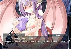 Anime Oyunda Alma Elma Canavar ve Büyük Memelerle