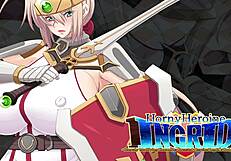 Heroine Ingrid plays with huge tits in episode 2