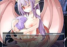 alma elma in anime game with monster and big tits