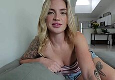 fucking a cheating blonde big titty housewife, she's horny and husband at work