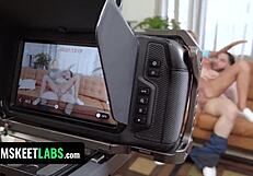 Leana Lovings assists on set and joins the scene in Fluffers Pt 2.