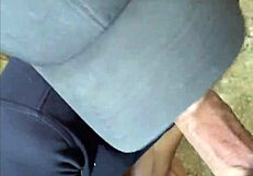 Young beauty gets a rough ball licking and deepthroat in a public place