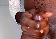 ninja man jerks big cock to cum