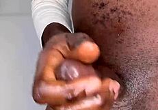 A average height man with a big dick has sex with himself