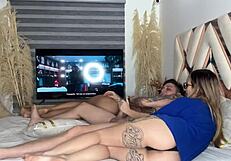 My best friend sucks my boyfriend's dick during movie night!