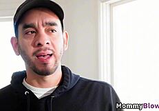 Stunning Brunette Milf With Amazing Big Boobs Rewards The Plumber With A Wet Blowjob In Lingerie POV