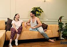 Russian Brunette Mistress in Stockings and Heels Gets Rimjob in Rim4K