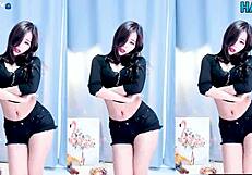 this cute and sexy korean girl is dancing in a fun way