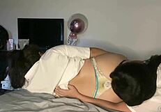 Hot girls in underwear, rubbing and kissing each other