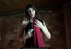 A woman with big natural breasts has sex with a man she met at the gym
