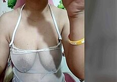 Juliana Japa with hairy body and swollen nipples self-touching