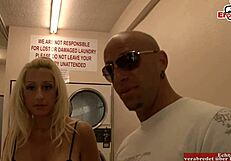 Blonde milf with big tits gets cumshot in mouth