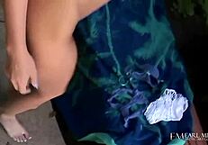 Slim Slut Christine Alexis Feels Intense Orgasm Discussing Cunt-Business with Dildo Outdoors.