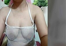 Juliana Japa with hairy body and swollen nipples self-touching