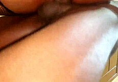 Amateur couple enjoys a curvy threesome on the kitchen table
