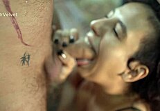 Brazilian Nerd's Hairy Pussy Squirts During Femdom Fisting and Monster Cock Domination