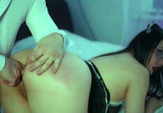 He pisses on her face and fucks her ass to mouth roughly