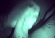 Late night solo session with tattooed performer in quiet room