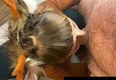Beautiful amateur gets her armpits and face smeared with cum while dressed as a deer