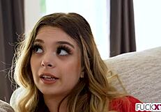 Pretty blonde gets help with acting from a sex experienced coach