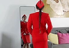 Russian Airlines Stewardess Seduces Pilot for Hardcore Home Sex