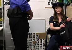 Sexy Petite Cop Records Herself Stealing and Getting Deepthroated at Work