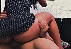 Hot brunette gets nailed by a well-endowed man in underwear