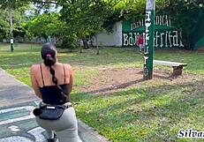 Busty milf Silvana Lee watches a fitness guy in the park and fucks him - AngelCruzxx