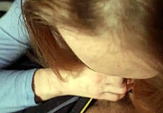 Milf gives a slobbery blowjob cumshot in mouth.