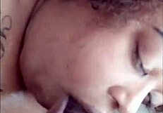 Miss Mop Mouth gives an upside-down sloppy blowjob.