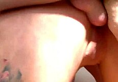 two guys bang blonde in cosplay with anal outdoors