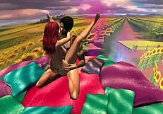 A couple enjoys a bubble of pleasure in fantasy