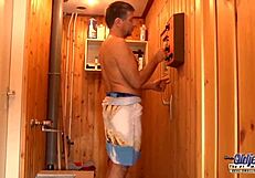 old young 18+ teen 18+ fucked in sauna room gives blowjob sucks old cock