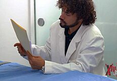 redhead teen rides her plastic surgeon's massive cock in hardcore action.