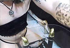 Sexy Emo Tranny Licking Her Own Cum