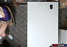 Big ass teen thief caught stealing and dominated with monster cock in backroom