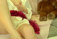 Steamy holiday video chat with coworker at work