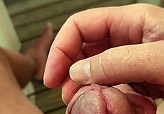 super horny, almost cumming on a mobile home terrace at camping