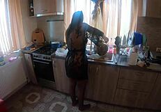 MilfyCalla mixes cooking with ass worshiping and swallowing in the kitchen
