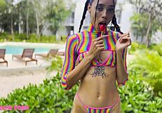 Petite Latina whore sucks cock and gets bent over for rough pussy fucking