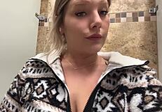 Public flash and intense missionary sex in a hotel room